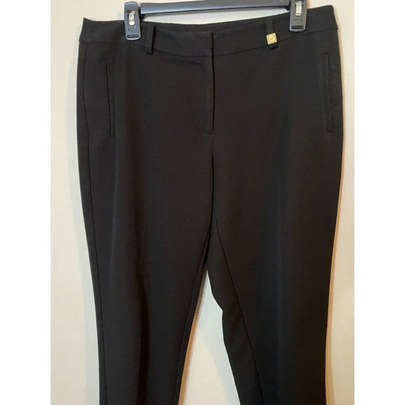 Anne Klein Womens Straight Leg Black Dress Pants Sz 8 Gold Lion Buttons Trousers - Picture 5 of 16